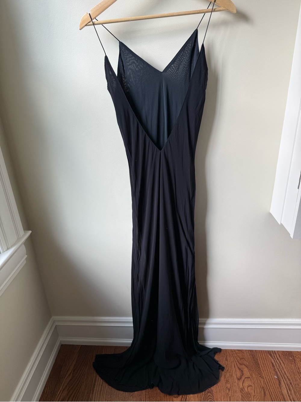 EMILY D Vintage Black Slip Dress Open Back Whimsigoth Fairy Grunge Vamp Dark L - Picture 2 of 6